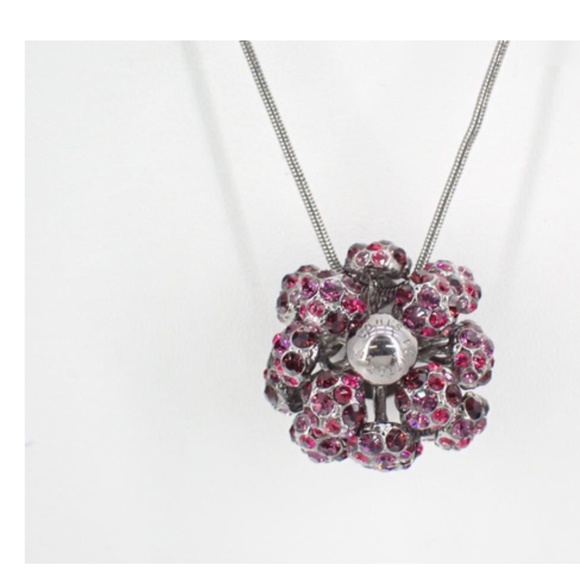 Louis Vuitton Jewelry - Louis Vuitton LV gunmetal silver flower necklace w/ pink crystals